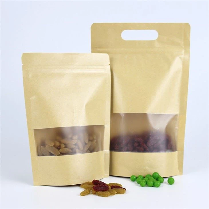 Zipper Brown Kraft Paper Resealable Ziplock Stand Up Ziplock Bag